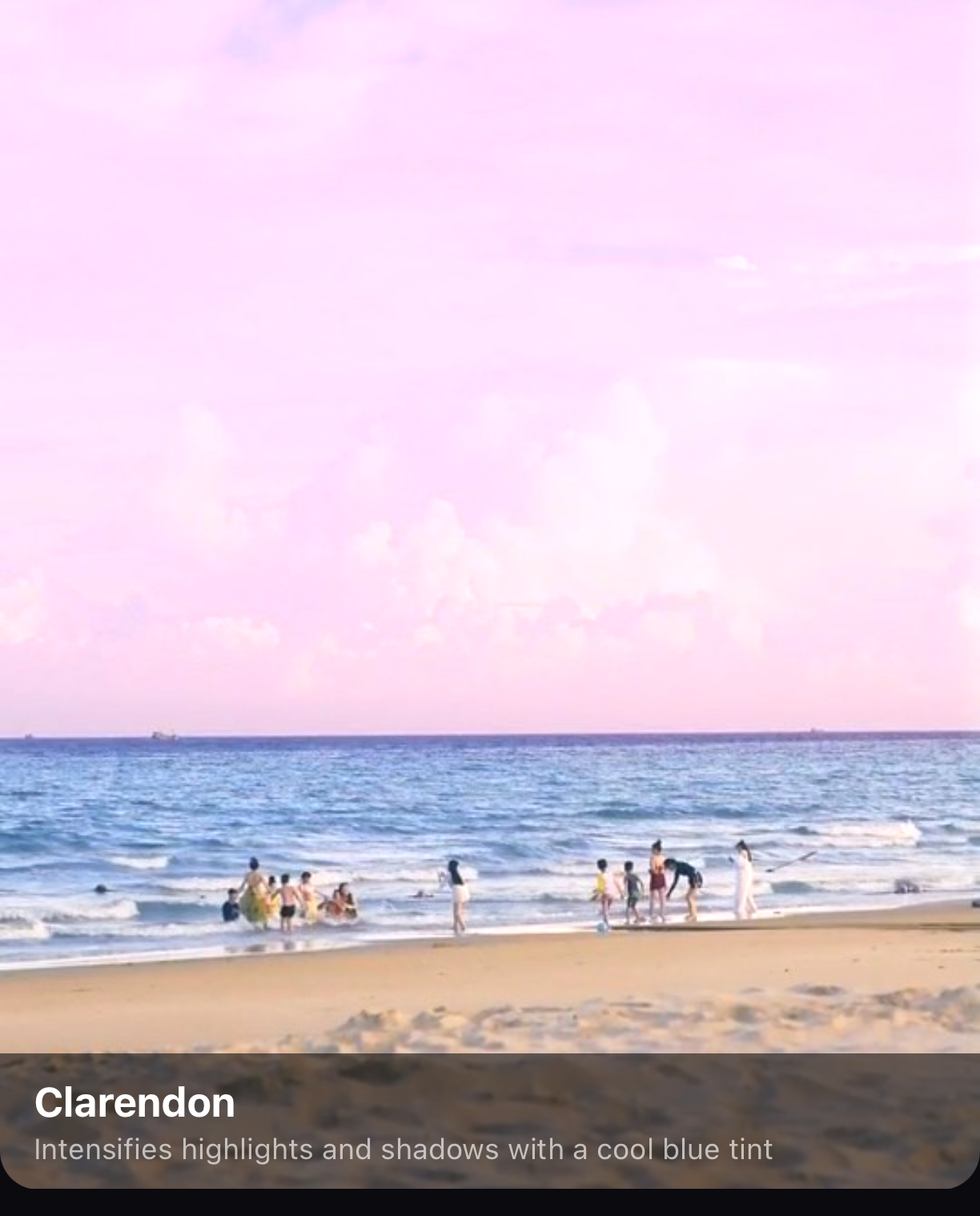 The beach clip with the Clarendon filter