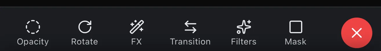 The transform toolbar with the Filters button highlighted