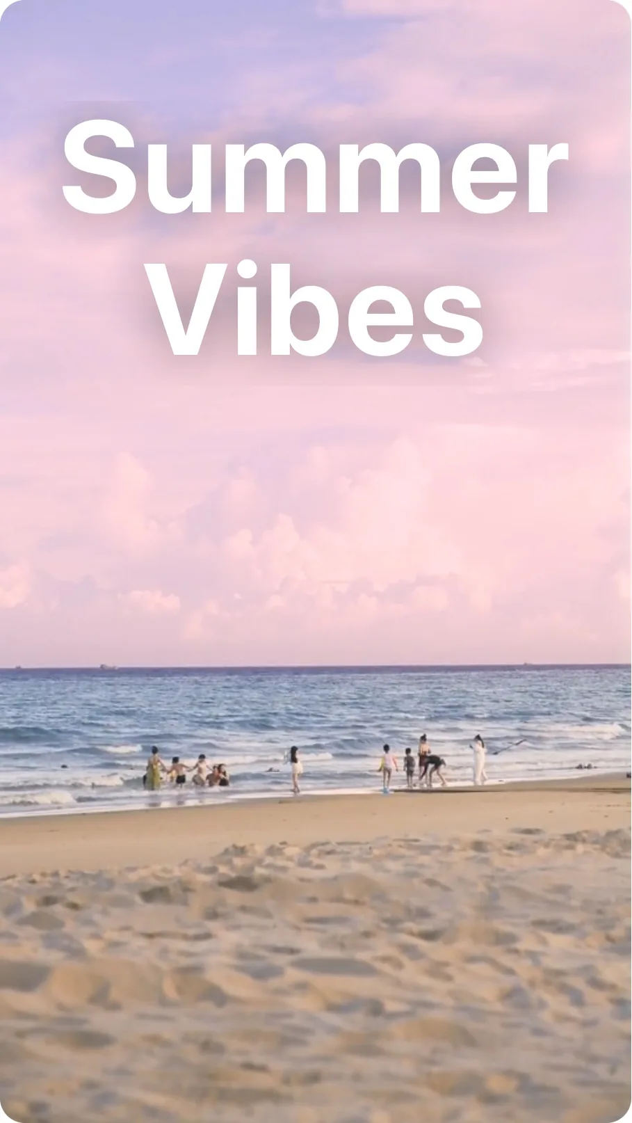The video canvas showing the Summer Vibes title over a beach sunset