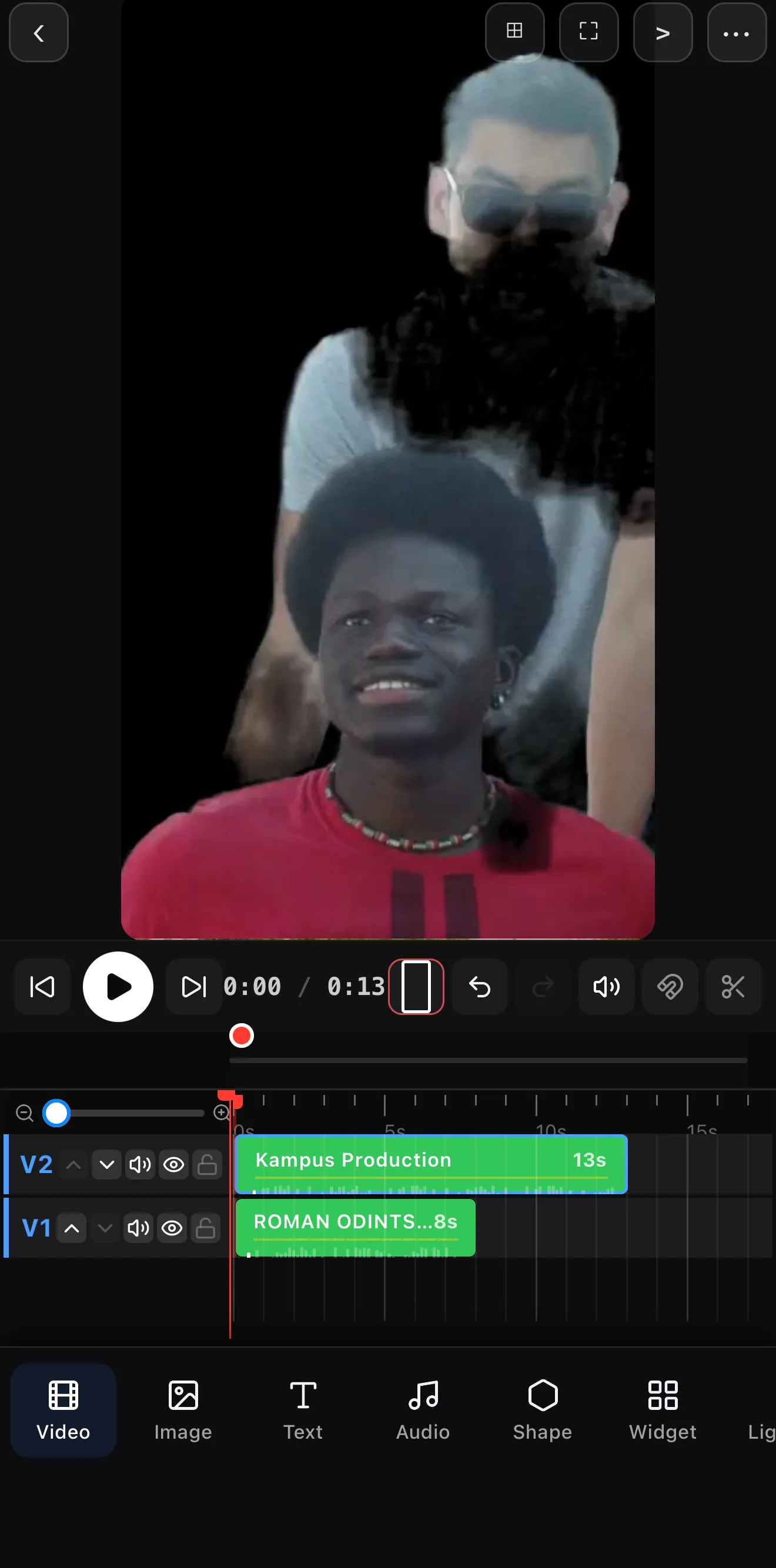 The subjects cleanly cut out from their background in the ExpoCut editor, ready to drop onto a new backdrop
