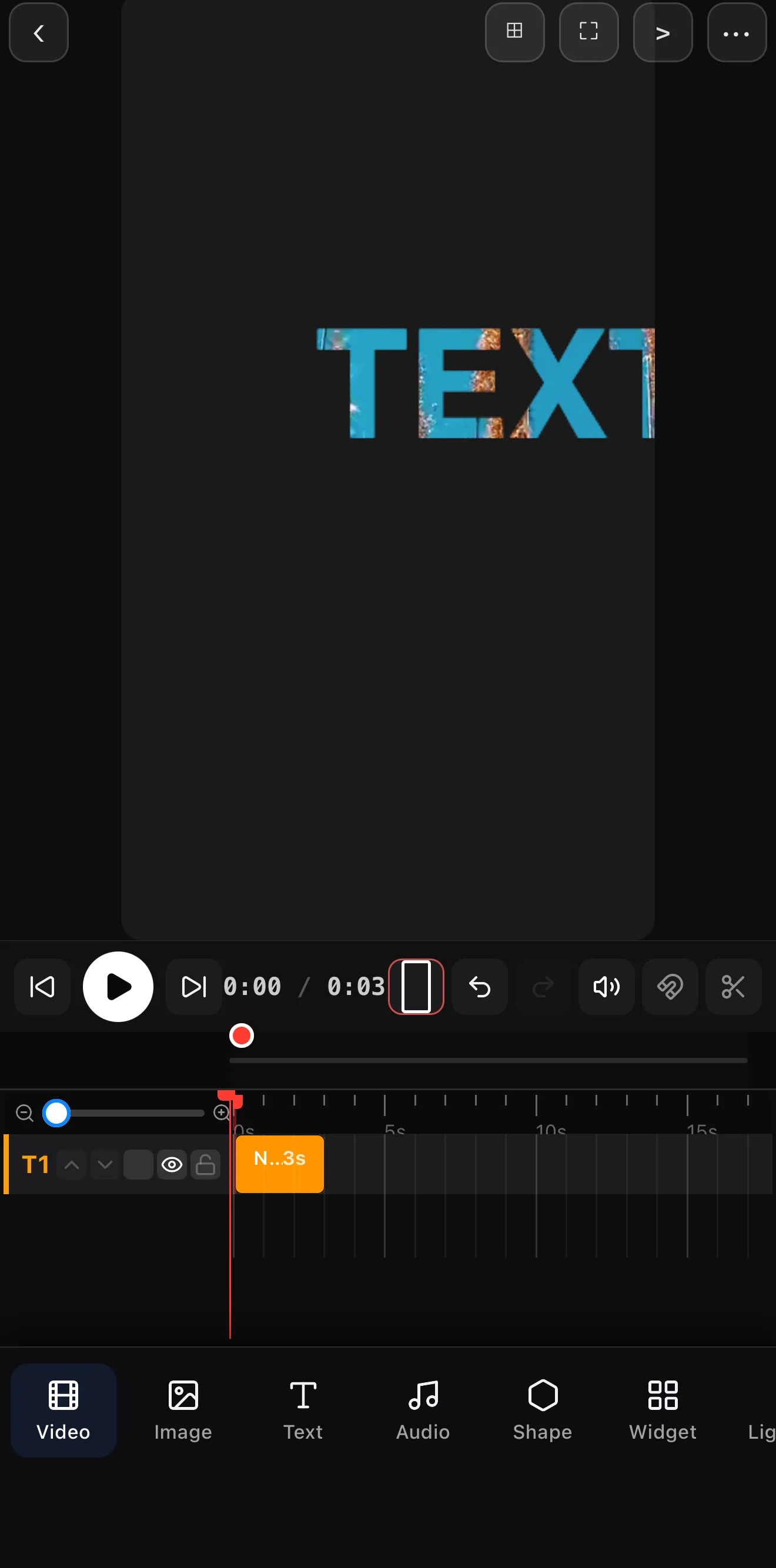 The word TEXT in a big bold font with sky-and-reeds footage playing inside the letters