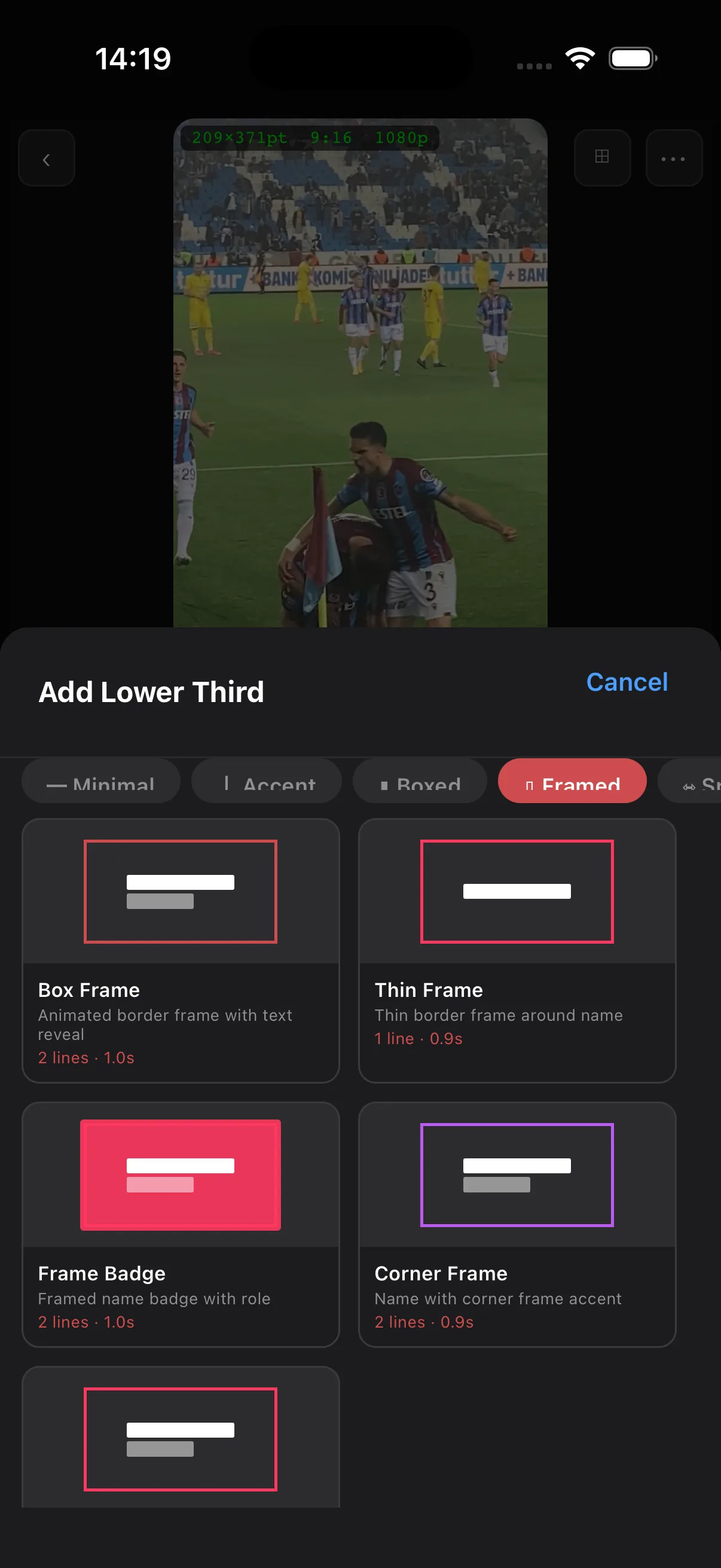ExpoCut multi-track timeline editor on a smartphone showing video clips, audio waveform, and color grading controls